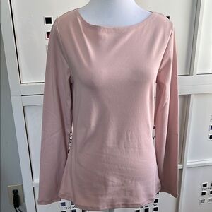 NWT Boden Fitted Pink Long Sleeve Blouse with Bateau Neckline Size Medium